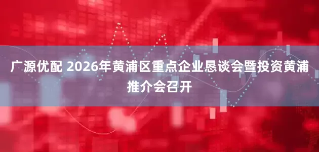 广源优配 2026年黄浦区重点企业恳谈会暨投资黄浦推介会召开